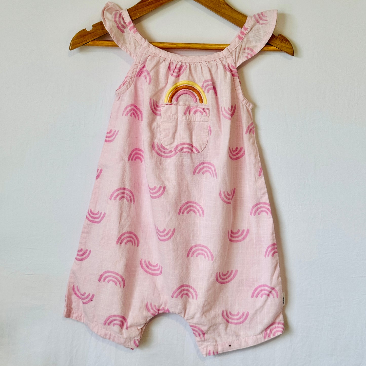 Pink Rainbow Dungarees Romper 0